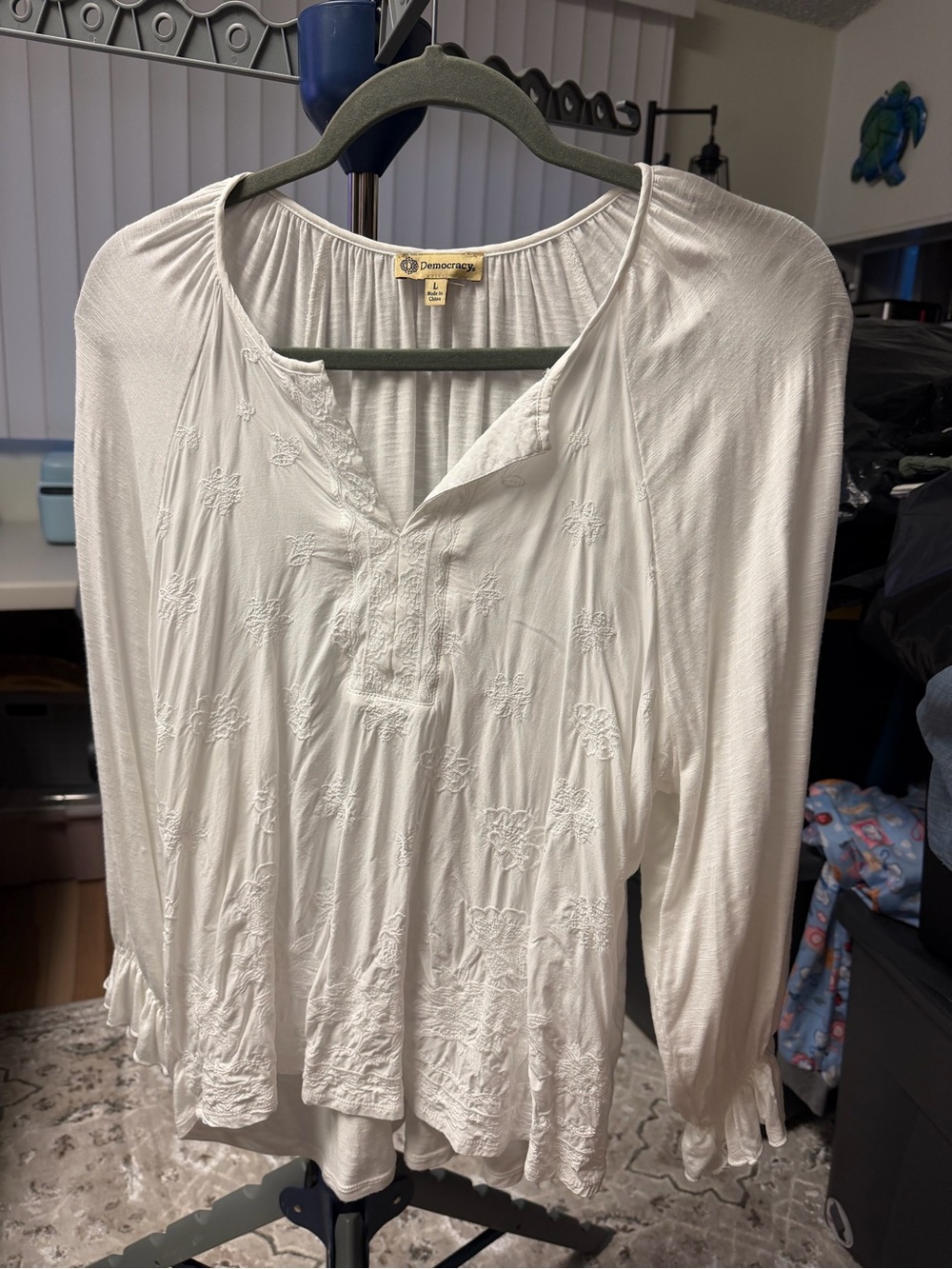 New Woman’s Nordstrom Democracy Women's White Embroidered Peasant Blouse